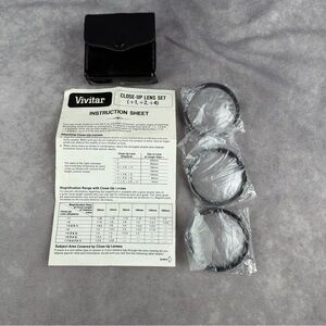 Vivitar 58mm Close-Up Lens Set +1 +2 +4 Macro Filters w/ Case & Instructions